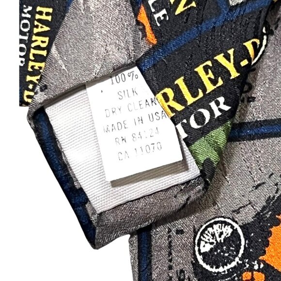 VTG 90s HARLEY DAVIDSON 1910 Print Necktie RM Style Ralph Marlin USA SILK Retro - Picture 5 of 6